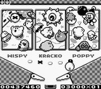 une photo d'Ã©cran de Kirby s Pinball Land sur Nintendo Game Boy